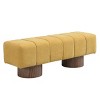 Modern Bedroom End Of Bed Bench,Chenille Upholstered Bench with Round Wood Legs,Rectangular Multi-Functional Entryway Ottoman-Cuddlewood - 3 of 4