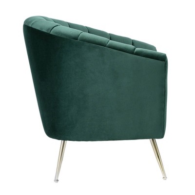 Rosemont Barrel Velvet Accent Chair in Lush Green with Gold Legs
