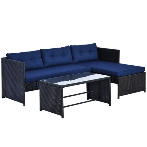 Outsunny 3 Piece Patio Furniture Set Rattan Outdoor Sofa Set With