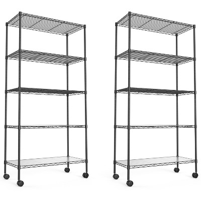Dolonm 2Pack 5 Tier Shelf Wire Shelving Unit, NSF-Certified Metal Rack With wheels