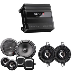 MB Quart FA2-400.4 FORMULA 400 Watt 4-Channel Amplifier with Discus DS2-216 6.5 Inch Component Speakers and DK2-108 3.5 Inch Coax Speakers - 1 of 4
