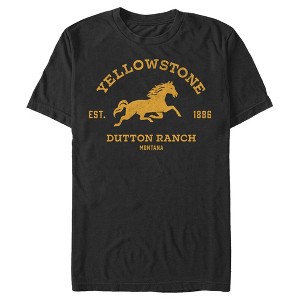 Men's Yellowstone Blue Horse Dutton Ranch Montana Est. 1886 T-Shirt - 1 of 4