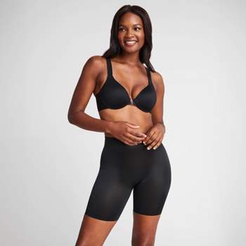 SlimShaper by Miracle Brands Women's High-Waisted Tummy Tuck Thigh Slimmer  - Black S