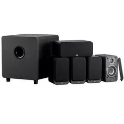 Monoprice HT-35 Premium 5.1-Channel Home Theater System - Charcoal, With Powered Subwoofer, Low Profile Speaker Grilles, Secure Mounting Option