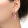 Guili Rose Gold Plated Dangle Earrings with Clear and Red Cubic Zirconia Accents, A Bold and Glamorous Piece for a Touch of Luxury - 2 of 3