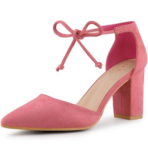 Perphy Women's Ankle Tie Pointed Toe Chunky Heel Pumps Sandals - 1 of 4