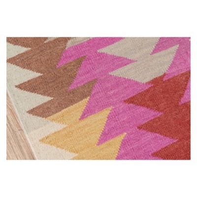Caravan Geometric Handwoven Wool and Synthetic Red Area Rug