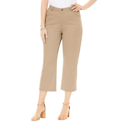 Jessica London Women's Plus Size Classic Cotton Denim Capri - 26, Beige :  Target