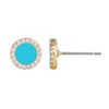 Adornia 14k Yellow Gold Plated Turquoise Circle CZ Halo Stud Earrings - 4 of 4