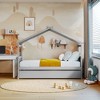 Garvee Full Size House Bed with Twin Trundle, Wooden Full House Bed with Headboard Roof Bedroom Furniture for Boys Girls (Mattress Not Included) Gray - 3 of 4