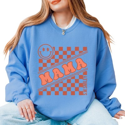 Simply Sage Market S.W.Smiley Mama Checkerboard Smiley Face Sweatshirt