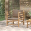 vidaXL Outdoor Bamboo Patio Sofa with Taupe Cushions - Modular Comfortable Garden Lounge Set in Natural Finish, Easy Assembly Required - 2 of 4