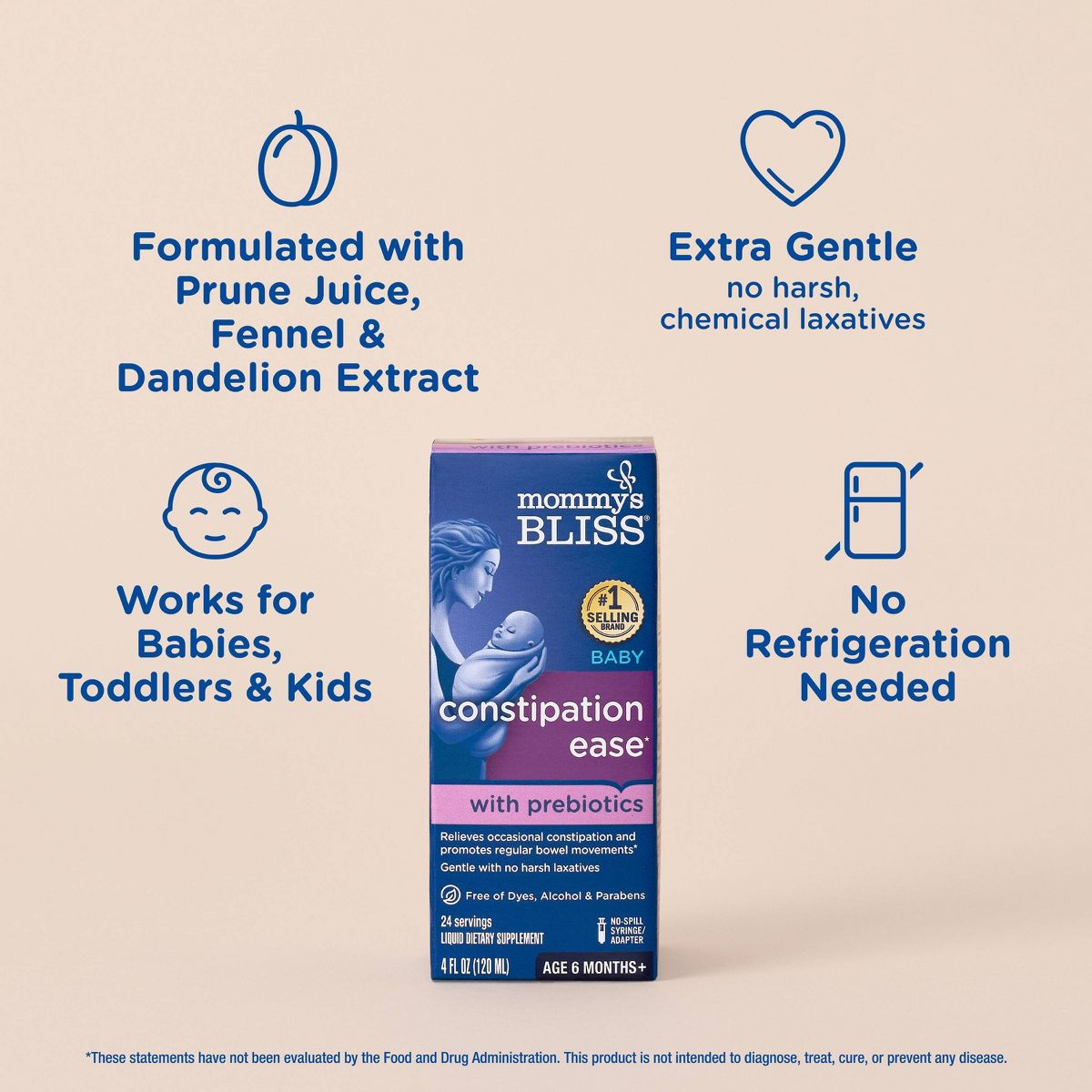 Mommy's Bliss Baby Constipation Ease + Prebiotics - 4 fl oz (24 servings) - thumbnail 4