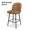 Vipbear 26" Height Swivel Counter Height Modern Bar Stools Set of 2 or 3,Cushion Barstools with Back、Footrest and Metal Frame,Gray/Brown/Black - 4 of 4