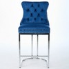 PAGED Bar Stools Set of 2 Modern Velvet Upholstered Modern Barstools with Button Back and Metal Base Counter Height Bar Stools for Bar - 3 of 4