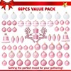 Joyfy Christmas Ornaments, Christmas Tree Decorations Indoor, 66 Pcs Pink Christmas Assorted Ornament Set, Hanging Balls, Tree & Wreath Decor - 2 of 4
