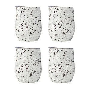 Cambridge Silversmiths Set of 4 12oz Terrazzo Wine Tumblers with Lids White: Stainless Steel, Dishwasher-Safe - 1 of 4