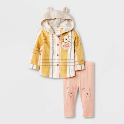 Image of Baby Girls' Disney Winnie the Pooh Solid Top and Bottom Set - Pink 6-9M