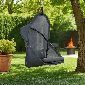 Royal Hampton Outdoor Hanging Swing Chair | Cushioned Dark Gray Mesh - 1 of 4