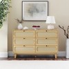 RISOKEYS Rattan 6 Drawer Dresser,Large Double Dresser, Wooden of Drawers for Closet with Wide Top,for Living Room,Bedroom,Hallway,Kids Room - 4 of 4