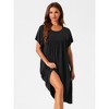 cheibear Women's Cotton Chest Pleat Design Loose Short Sleeve Cozy Nightgowns - 2 of 4