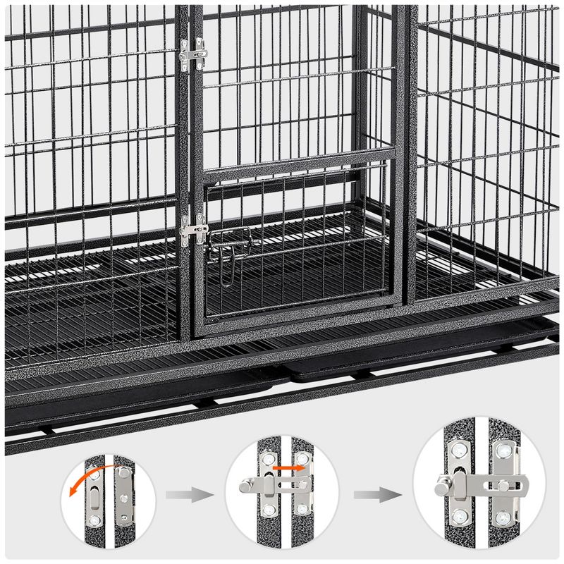 Yaheetech Rolling Dog Crate Metal Large Dog Cage Black, 5 of 10