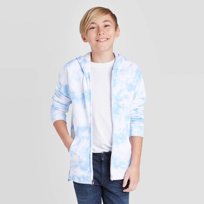 blue tie dye zip hoodie