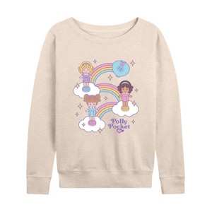 Women's - Polly Pocket - Polly Pocket Rainbows Lightweight French Terry Wide Neck Long Sleeve Shirt - 1 of 4