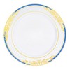 Smarty Had A Party 7.5" White with Blue and Gold Harmony Rim Plastic Appetizer/Salad Plates (120 Plates) - 2 of 4