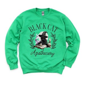 Simply Sage Market Women's Graphic Sweatshirt Black Cat Apothecary - 1 of 4