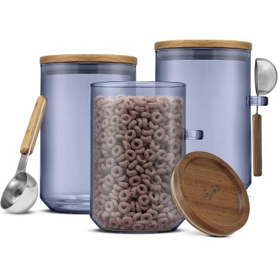 32oz Stackable Glass Storage Containers with Lids and Scoops, Set of 3