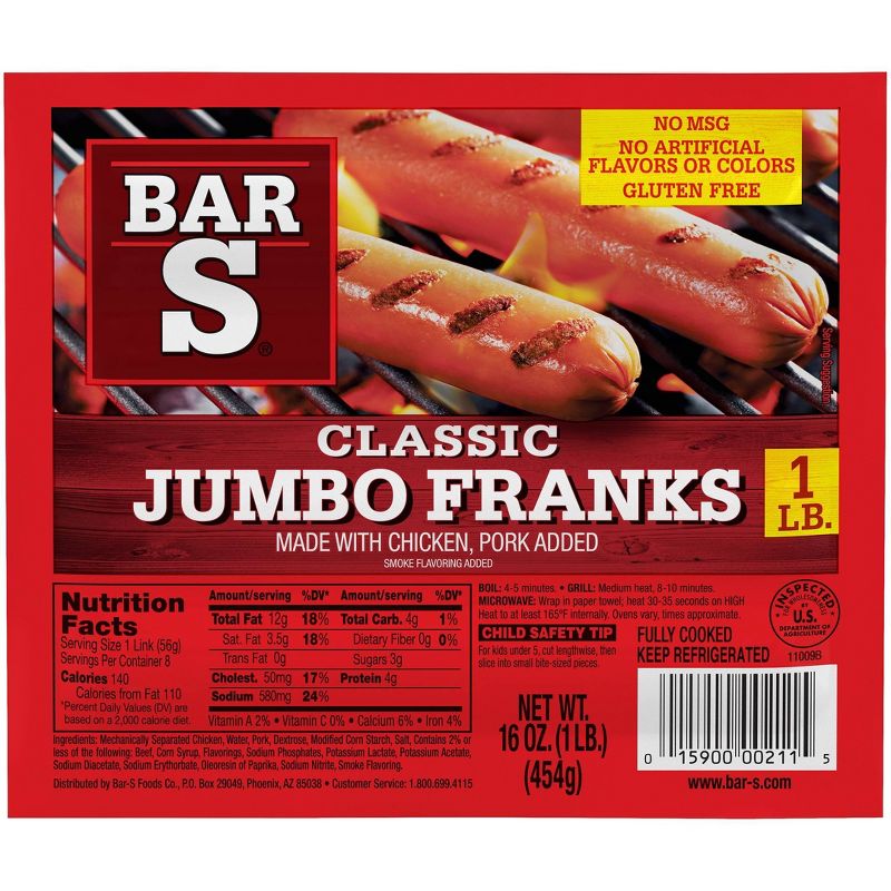 Bar-S Jumbo Franks - 16oz, 1 of 5