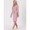 INSPIRE CHIC Women's Business Suit Tweed Trim Blazer and Skirt Suit Set 2 Pieces - 2 of 4