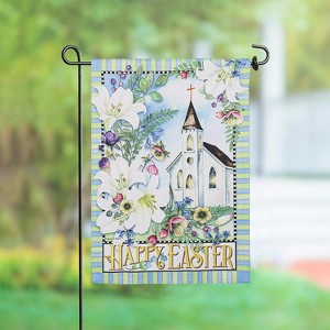Evergreen Easter Church with Flowers Garden Suede Flag- 12.5 x 18 Inches Outdoor Decor - 1 of 4