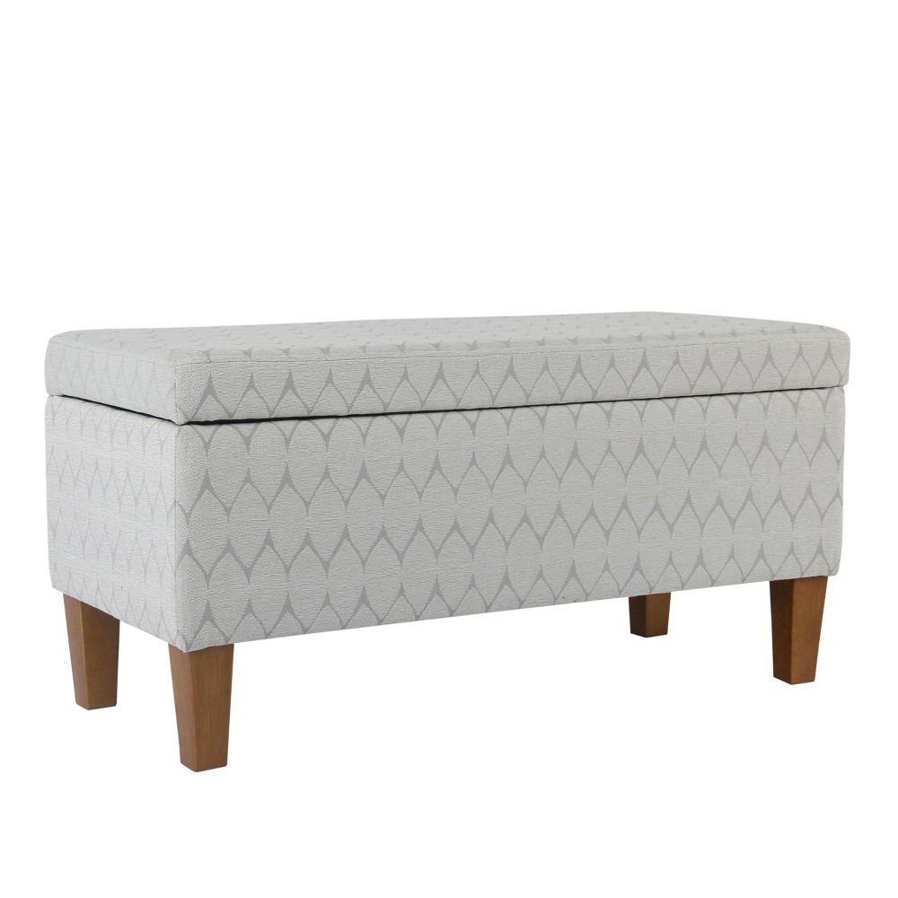Large Textured Storage Bench Light Gray - HomePop: Upholstered, Bedroom, Rectangular, Wood Legs