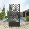 PexFix 71" x 35.4" Tall Wrought Iron Garden Trellis with Planter Box Black Outdoor Plant Support for Climbing Flowers Vines Patio Yard Decor - 3 of 4