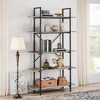 Bookshelf, 5 Tier Shelf Bookcase, Tall Bookshelf with Storage, Industrial Display Shelves with Open Metal Frame for Bedroom, Living Room, Home Office - 3 of 4