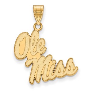 Black Bow Jewelry 14k Yellow Gold Mississippi Rebels NCAA Large Pendant - 1 of 3