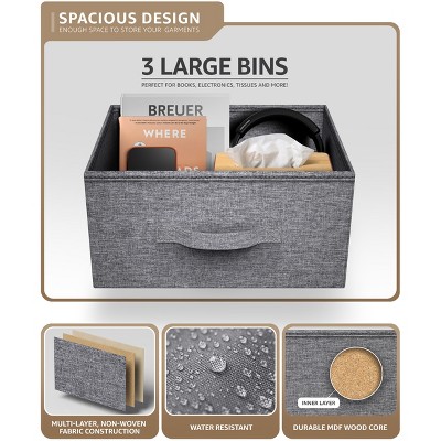 Compact Steel-Framed Nightstand with 3 Soft-Close Fabric Drawers
