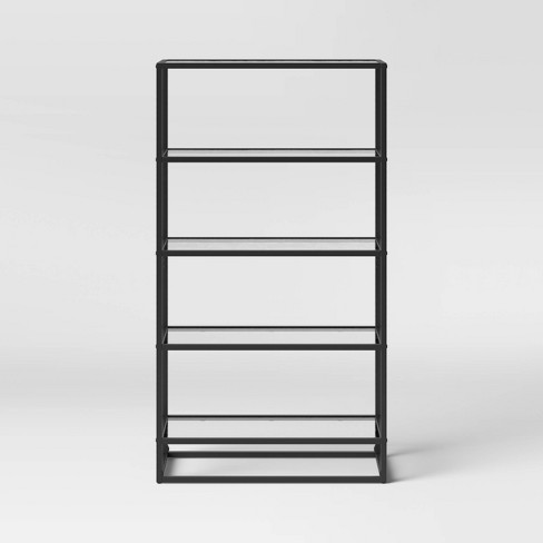 Ada 5 Shelf Bookcase With Glass Shelves And Metal Frame Project