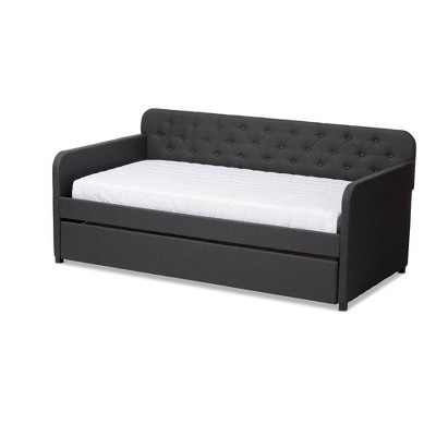 Baxton Studio Twin Camelia Fabric Upholstered Button Tufted Kids' Sofa Daybed Gray: Kids Bedroom Furniture, MDF Frame