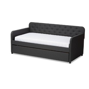 Baxton Studio Twin Camelia Fabric Upholstered Button Tufted Kids' Sofa Daybed Gray: Kids Bedroom Furniture, MDF Frame - 1 of 4