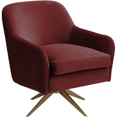 Studio 55D Ames Quilted Wine Velvet Swivel Chair