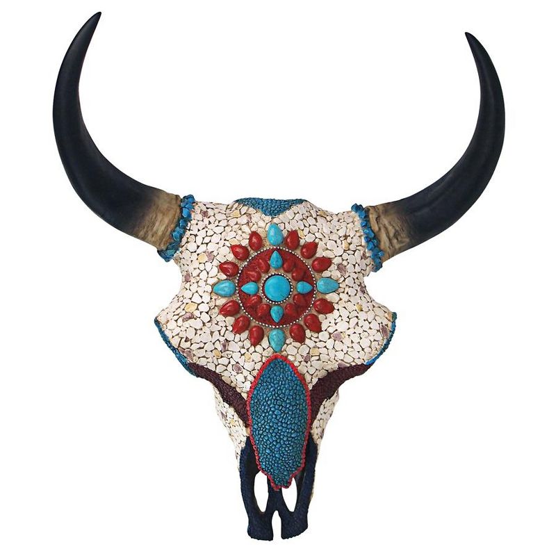 Design Toscano Mystic Plains Warrior Faux Gem Encrusted Cow Skull Wall Sculpture, 2 of 8