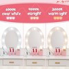 for Age 4-9 Girls' Vanity Table and Chair Set, Kids Makeup Dressing Table w/ Lights & Wood Makeup Playset, Kids Vanity Set w/ Mirror & Drawer - 4 of 4