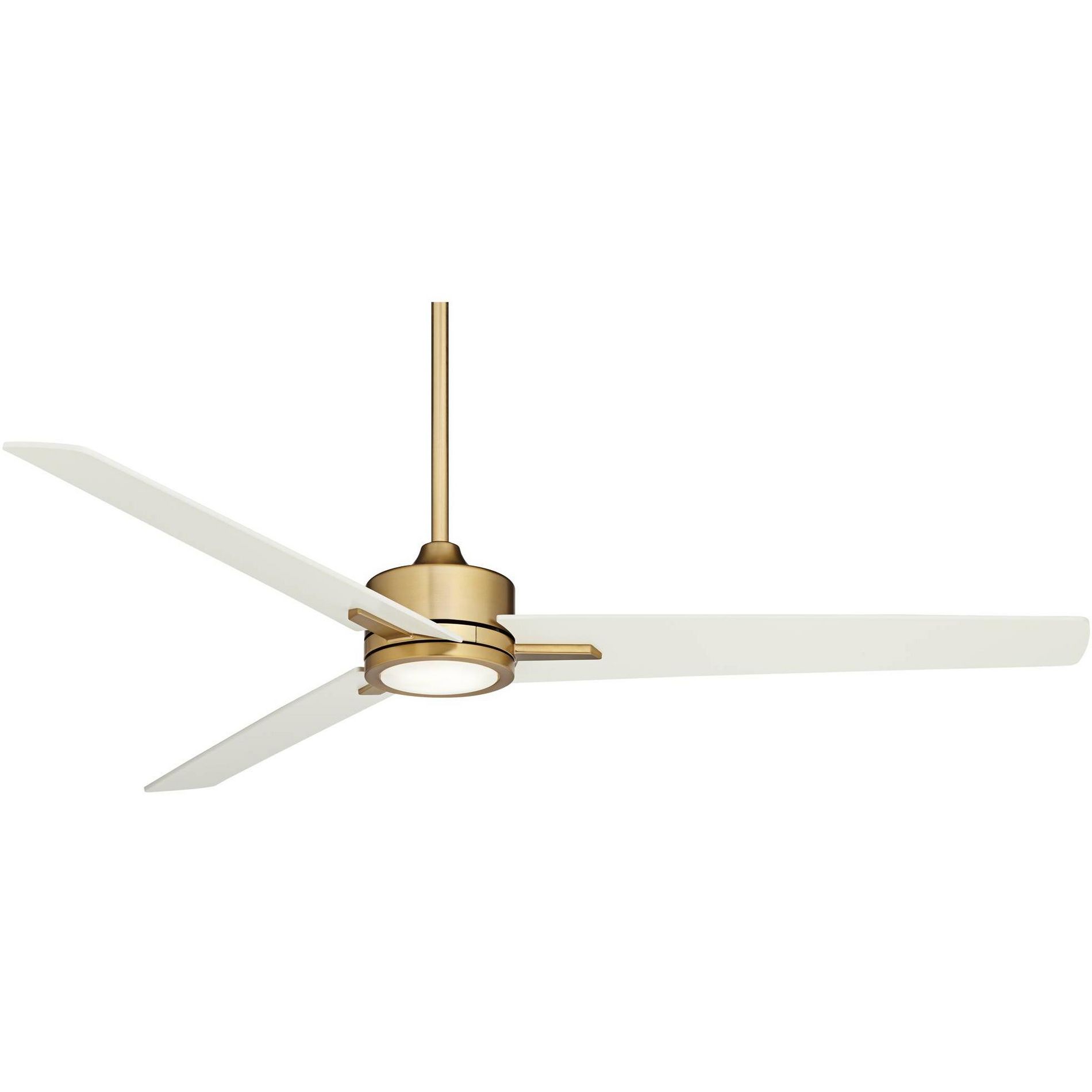Casa Vieja 60" Monte Largo Modern Indoor Ceiling Fan 3 Blade LED Light Remote Control Soft Brass Finish White Blades Bedroom Living Room Kitchen