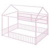 TIRAMISUBEST Twin/Full Size Metal Bed House Bed Frame with Fence and Storage Shelves, House Floor Bed Montessori Bed with Roof Design - 3 of 4