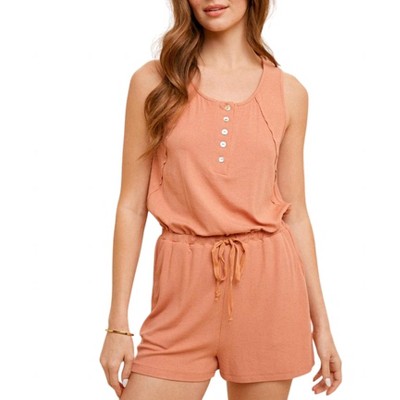 Women's Relaxed Rib Sleeveless Romper - Hem & Thread
