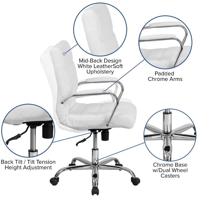 Flash Furniture Mid-Back Executive Swivel Office Chair with Metal Frame and Arms, 4 of 20