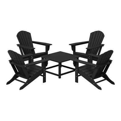 WestinTrends Dylan 5-Piece Outdoor Patio HDPE Adirondack Chair With Square Coffee Table Conversation Set